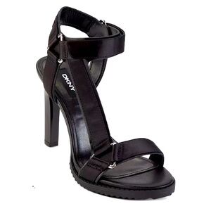 DKNY Bayli Sandal Size 7 Black Satin/Leather
